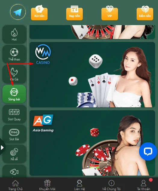 Vào WM casino chơi xóc đĩa